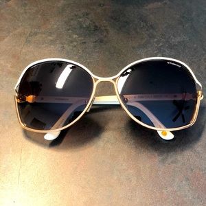 Beige and gold Polaroid gradient polarized large sunglasses size 60